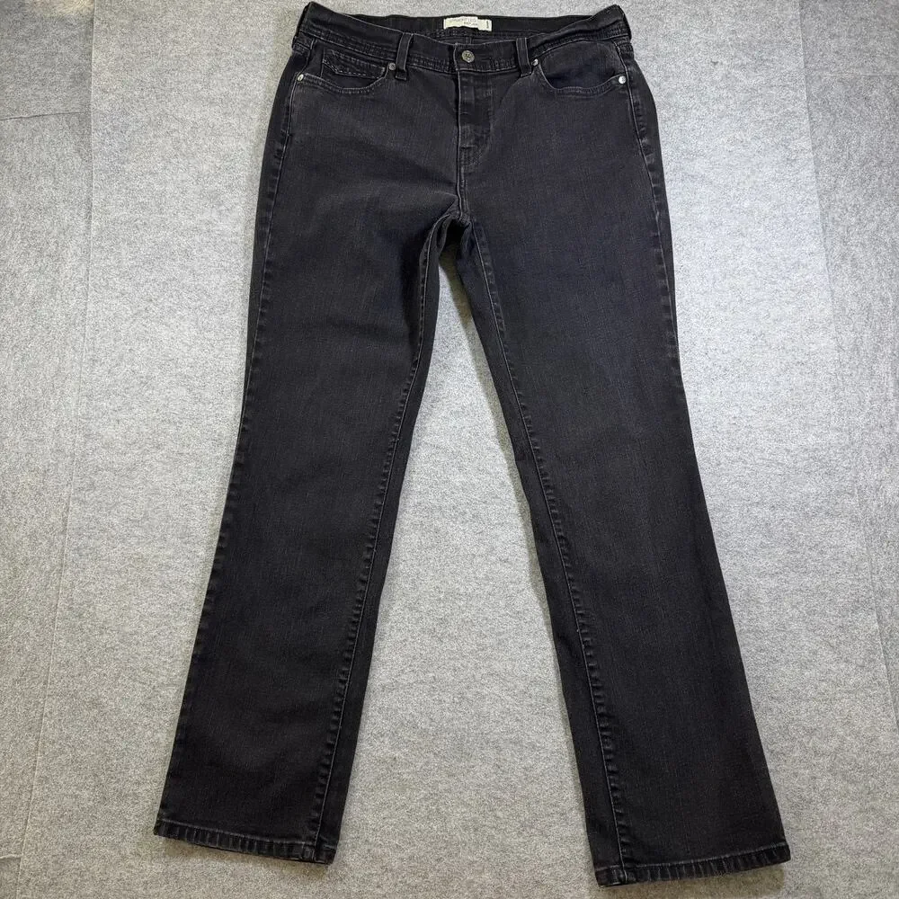 Levi's 505 Straight Leg Jeans Womens 12 Black Faded Denim Button Fly Mid Rise